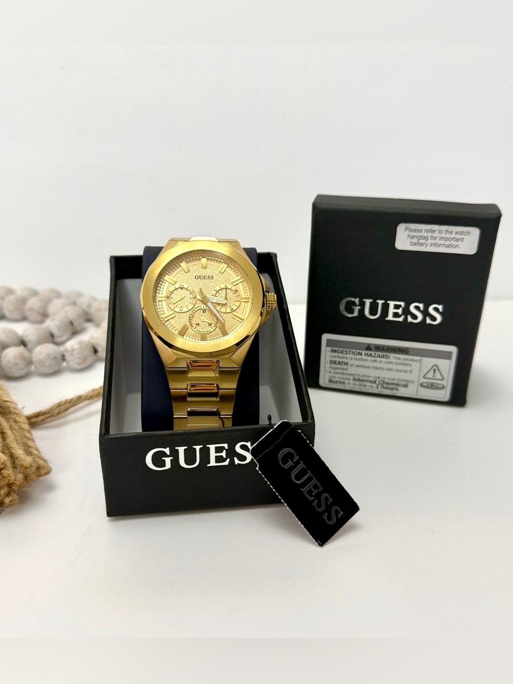GUESS GW0798G2 Men’s Gold Tone Watch Stainless Steel 50M New w/ Box & Tags